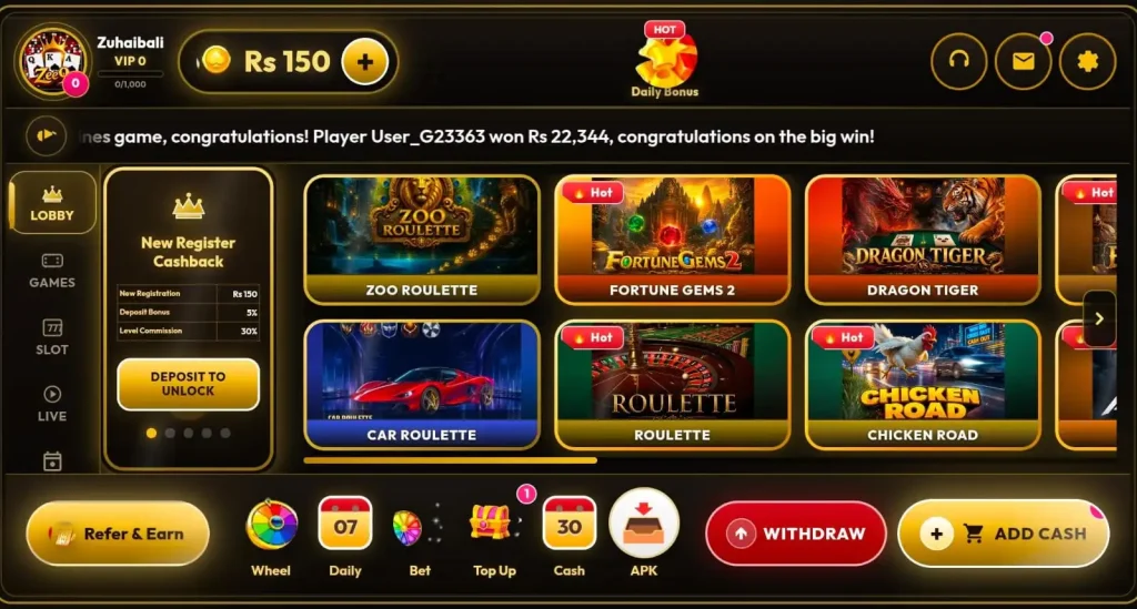 ZEE9 Game interface